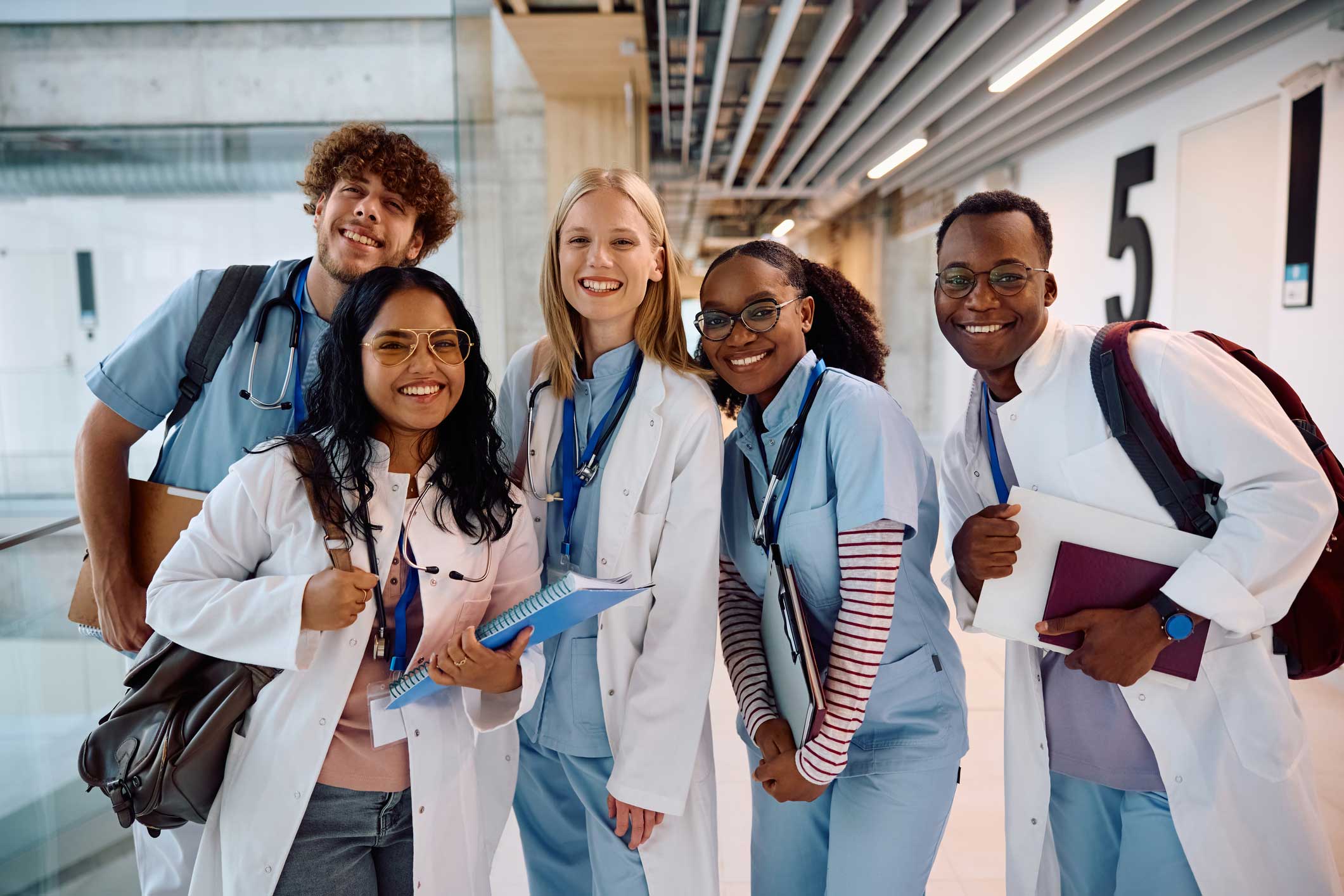 Medical students in white coats